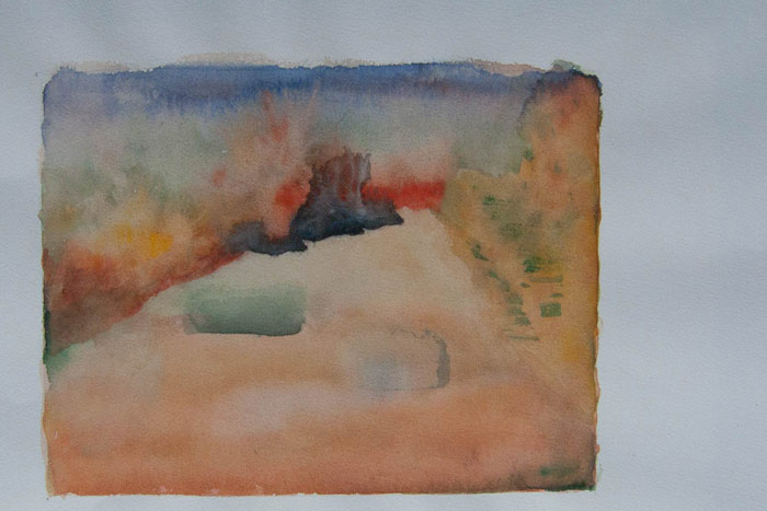 Aquarell blau, rot, schwarz